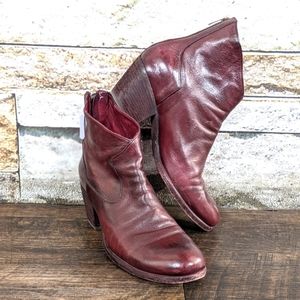OFFICINE CREATIVE Oxblood Leather Zip Back Ankle Boot
